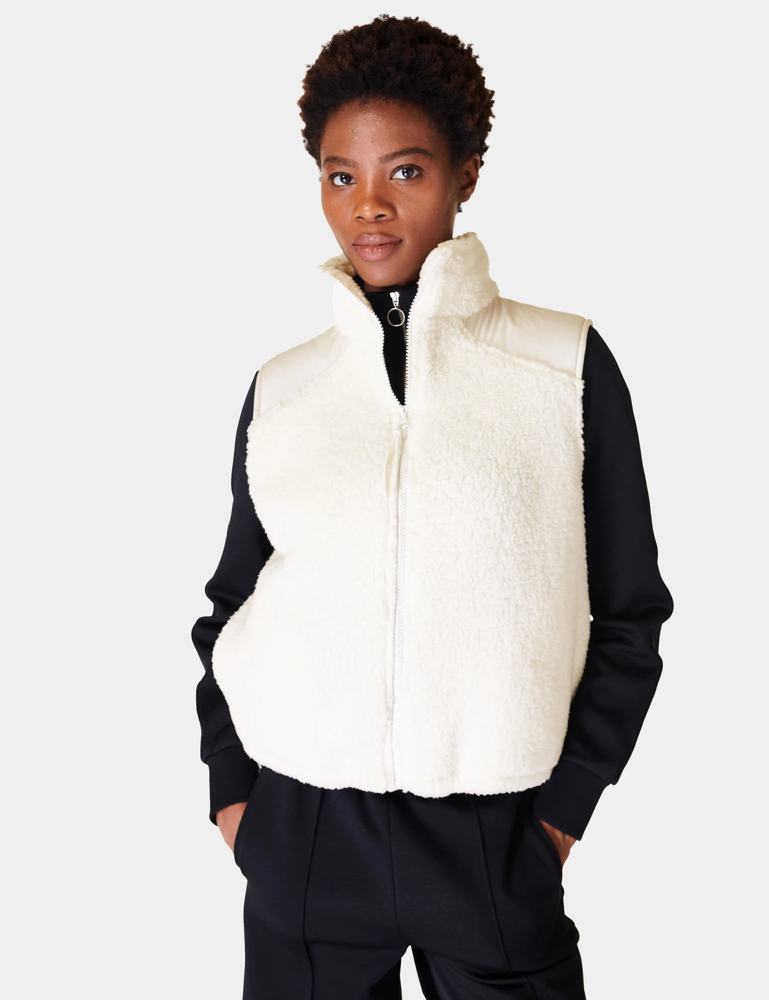 Sweaty Betty Canyon Zip Up Funnel Neck Fleece Gilet 1 Sweaty Betty Canyon Zip Up Funnel Neck Fleece Gilet