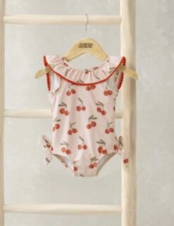 Mamas & Papas Cherry Print Frill Neck Swimsuit (0-3 Yrs)