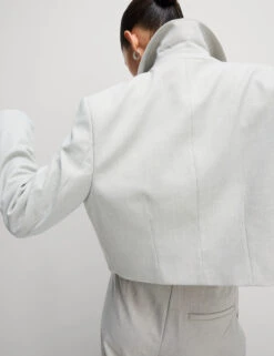 Collared Cropped Jacket -Marksandspencer Sale Store Collared Cropped Jacket 6