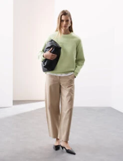 Cotton Blend Crew Neck Sweatshirt -Marksandspencer Sale Store Cotton Blend Crew Neck Sweatshirt 2