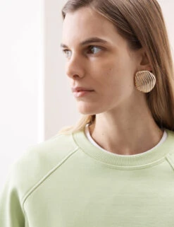 Cotton Blend Crew Neck Sweatshirt -Marksandspencer Sale Store Cotton Blend Crew Neck Sweatshirt 3