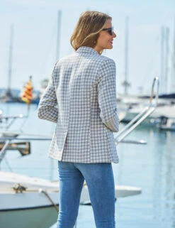 Cotton Blend Dogtooth Single Breasted Blazer -Marksandspencer Sale Store Cotton Blend Dogtooth Single Breasted Blazer 2