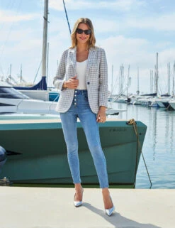 Cotton Blend Dogtooth Single Breasted Blazer -Marksandspencer Sale Store Cotton Blend Dogtooth Single Breasted Blazer 3