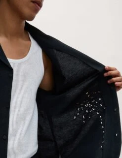 Cotton Blend Embroidered Palm Tree Shirt -Marksandspencer Sale Store Cotton Blend Embroidered Palm Tree Shirt 5