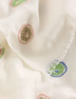 WHITE STUFF Cotton Blend Embroidered Scarf With Linen -Marksandspencer Sale Store Cotton Blend Embroidered Scarf with Linen 2