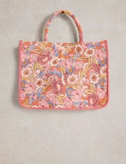 WHITE STUFF Cotton Blend Floral Jacquard Tote Bag