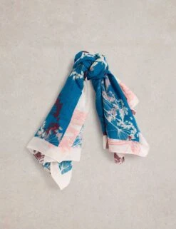 WHITE STUFF Cotton Blend Floral Square Scarf