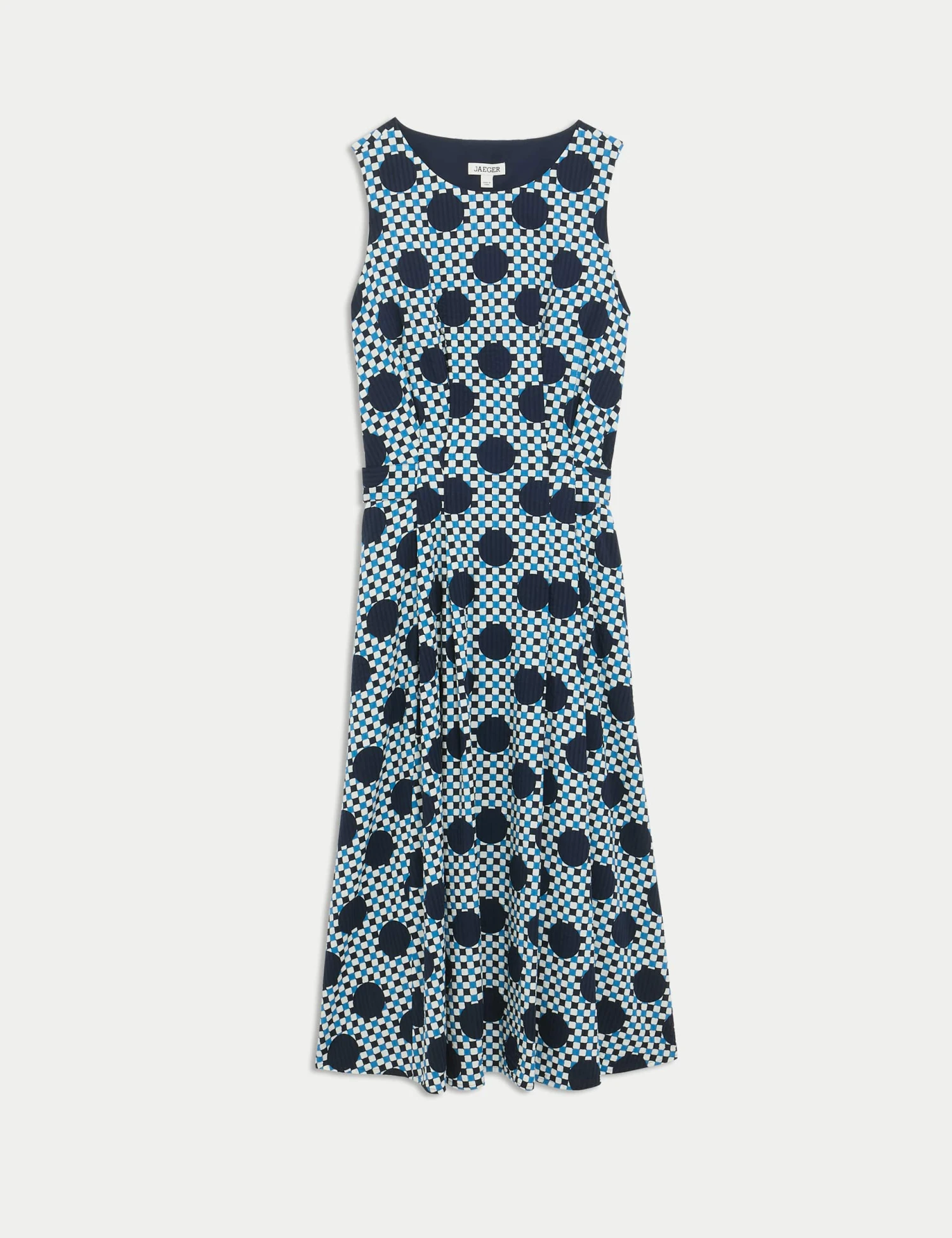 Jaeger Cotton Blend Gingham Spot Print Midi Dress 2 Jaeger Cotton Blend Gingham Spot Print Midi Dress - Image 2