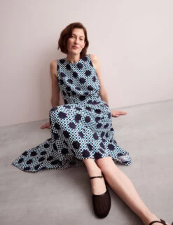 Jaeger Cotton Blend Gingham Spot Print Midi Dress 20 Jaeger Cotton Blend Gingham Spot Print Midi Dress -Marksandspencer Sale Store Cotton Blend Gingham Spot Print Midi Dress 2