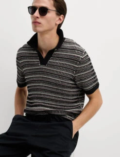 Cotton Blend Knitted Polo Shirt 22 Cotton Blend Knitted Polo Shirt -Marksandspencer Sale Store Cotton Blend Knitted Polo Shirt 3