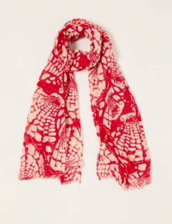 Cotton Blend Lightweight Shell Print Scarf