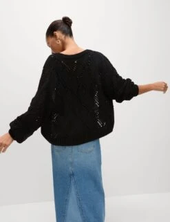 Cotton Blend Open Stitch Cropped Cardigan -Marksandspencer Sale Store Cotton Blend Open Stitch Cropped Cardigan 2