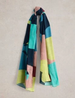 WHITE STUFF Cotton Blend Printed Floral Scarf