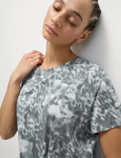 Cotton Blend Printed Tie Front Crop T-Shirt -Marksandspencer Sale Store Cotton Blend Printed Tie Front Crop T Shirt 4