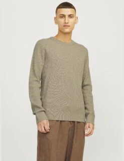 Jack & Jones Cotton Blend RibbedCrew Neck Jumper