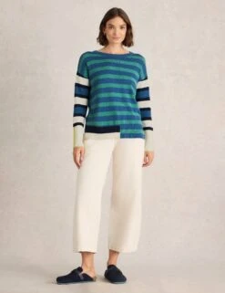 WHITE STUFF Cotton Blend Striped Crew Neck Jumper 16 WHITE STUFF Cotton Blend Striped Crew Neck Jumper -Marksandspencer Sale Store Cotton Blend Striped Crew Neck Jumper 2