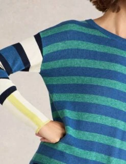 WHITE STUFF Cotton Blend Striped Crew Neck Jumper 18 WHITE STUFF Cotton Blend Striped Crew Neck Jumper -Marksandspencer Sale Store Cotton Blend Striped Crew Neck Jumper 4