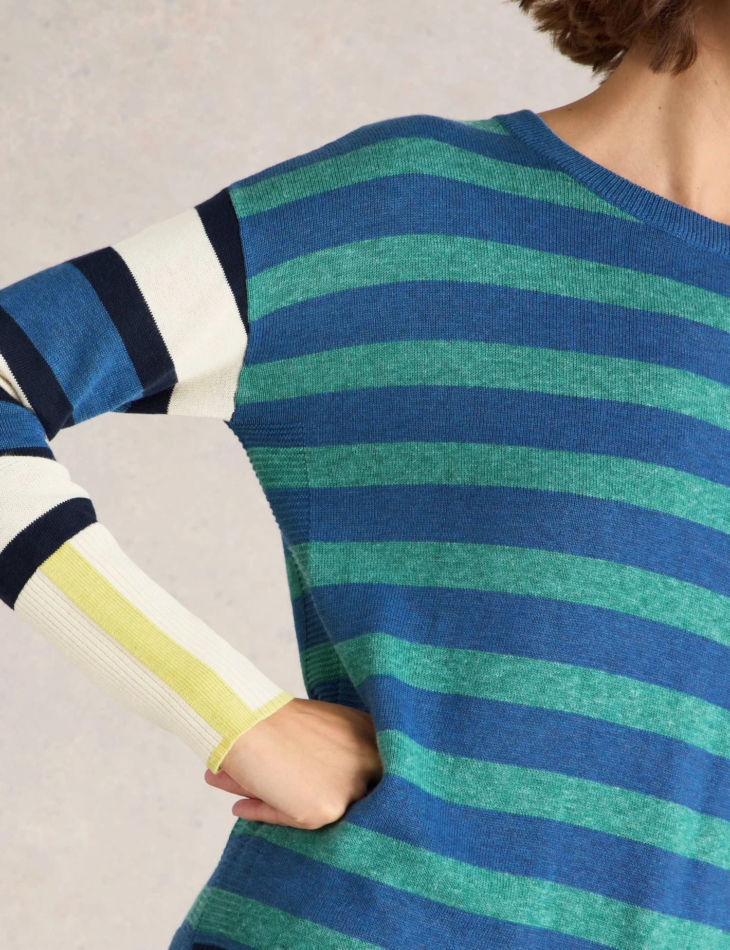 WHITE STUFF Cotton Blend Striped Crew Neck Jumper 5 WHITE STUFF Cotton Blend Striped Crew Neck Jumper - Image 5