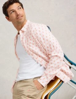 WHITE STUFF Cotton Linen Blend Flamingo Print Shirt -Marksandspencer Sale Store Cotton Linen Blend Flamingo Print Shirt 2