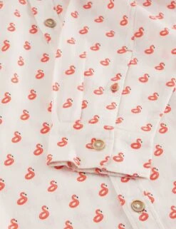 WHITE STUFF Cotton Linen Blend Flamingo Print Shirt -Marksandspencer Sale Store Cotton Linen Blend Flamingo Print Shirt 5