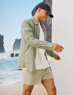 Only & Sons Cotton Linen Blend Slim Fit Shirt 27 Only & Sons Cotton Linen Blend Slim Fit Shirt -Marksandspencer Sale Store Cotton Linen Blend Slim Fit Shirt 7