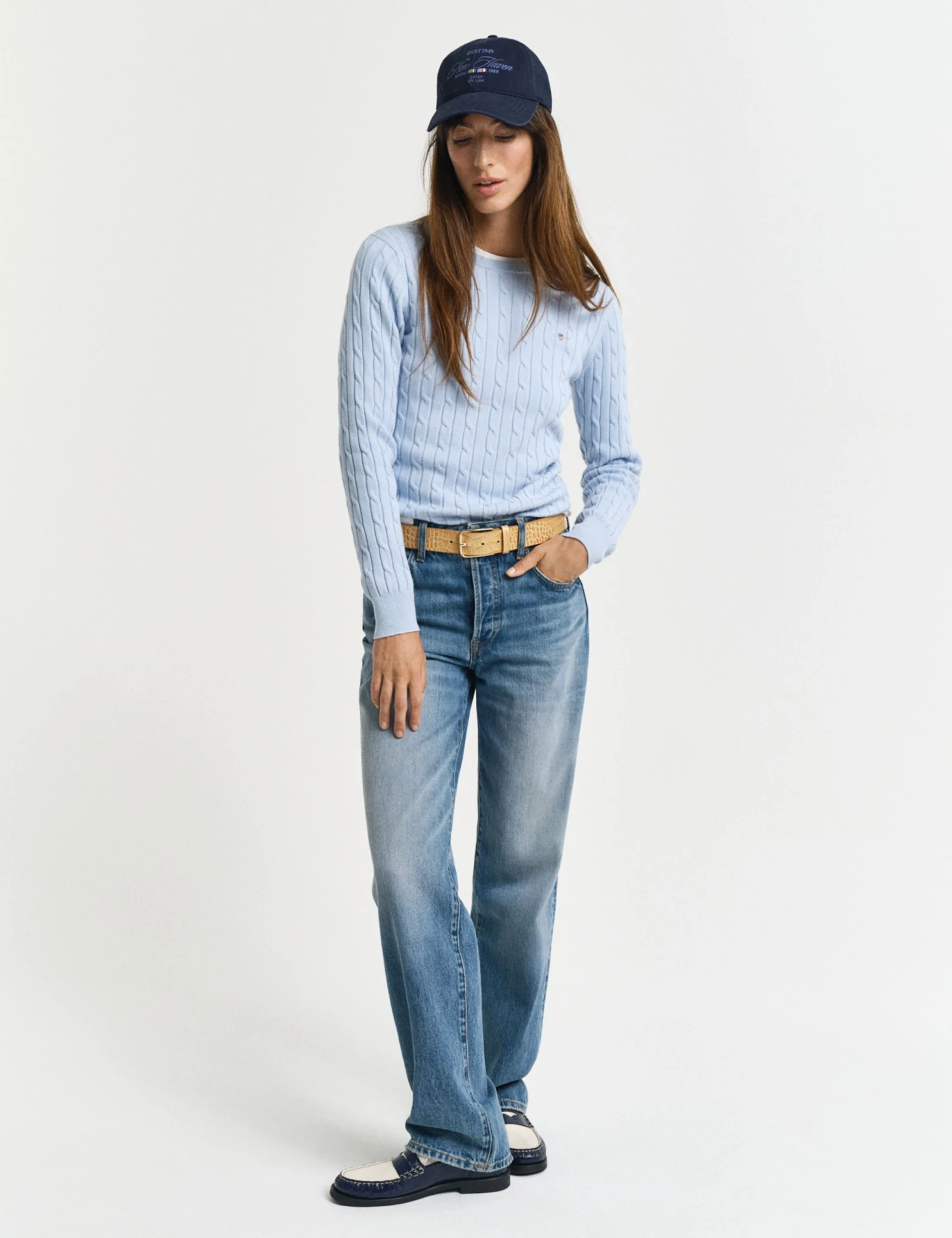 Gant Cotton Rich Cable Knit Crew Neck Jumper 2 Gant Cotton Rich Cable Knit Crew Neck Jumper - Image 2