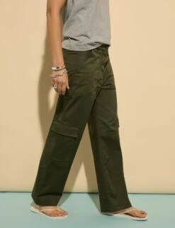 Cotton Rich Cargo Wide Leg Trousers -Marksandspencer Sale Store Cotton Rich Cargo Wide Leg Trousers 1