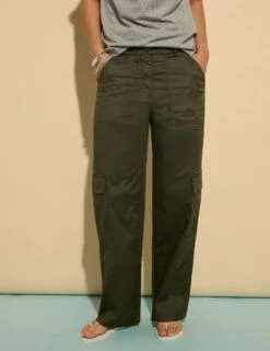 Cotton Rich Cargo Wide Leg Trousers -Marksandspencer Sale Store Cotton Rich Cargo Wide Leg Trousers 2