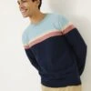 Cotton Rich Colour Block Crew Neck Jumper