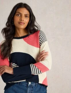 WHITE STUFF Cotton Rich Colour Block Jumper -Marksandspencer Sale Store Cotton Rich Colour Block Jumper 2