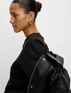 Cotton Rich Crew Neck Cropped Sweatshirt -Marksandspencer Sale Store Cotton Rich Crew Neck Cropped Sweatshirt 4