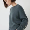 Cotton Rich Crew Neck Popper Sleeve Jumper -Marksandspencer Sale Store Cotton Rich Crew Neck Popper Sleeve Jumper