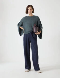 Cotton Rich Crew Neck Popper Sleeve Jumper -Marksandspencer Sale Store Cotton Rich Crew Neck Popper Sleeve Jumper 4