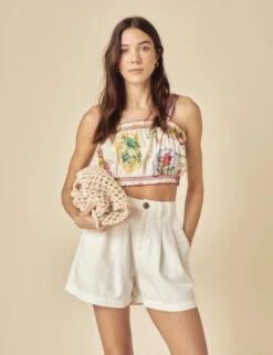 Cotton Rich Denim High Waisted Pleat Front Shorts 14 Cotton Rich Denim High Waisted Pleat Front Shorts -Marksandspencer Sale Store Cotton Rich Denim High Waisted Pleat Front Shorts 4