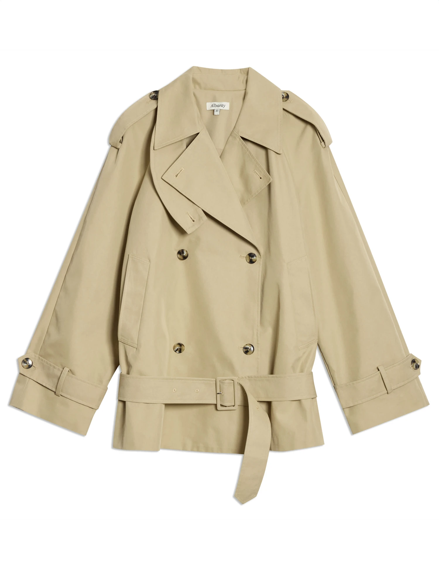 Cotton Rich Double Breasted Short Trench Coat 2 Cotton Rich Double Breasted Short Trench Coat - Image 2