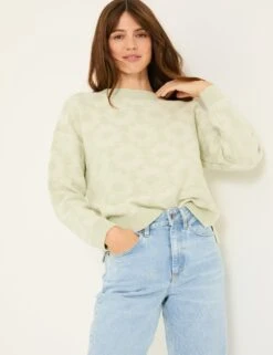 Cotton Rich Floral Crew Neck Jumper