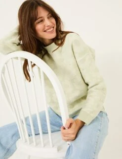 Cotton Rich Floral Crew Neck Jumper -Marksandspencer Sale Store Cotton Rich Floral Crew Neck Jumper 5