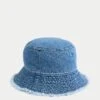 Cotton Rich Frayed Edge Bucket Hat -Marksandspencer Sale Store Cotton Rich Frayed Edge Bucket Hat
