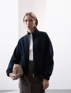 Cotton Rich High Neck Jacket -Marksandspencer Sale Store Cotton Rich High Neck Jacket 4