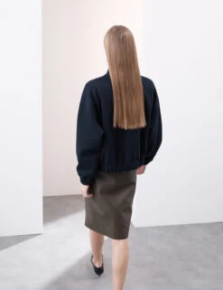 Cotton Rich High Neck Jacket -Marksandspencer Sale Store Cotton Rich High Neck Jacket 5