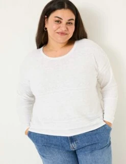 Cotton Rich Jumper With Linen -Marksandspencer Sale Store Cotton Rich Jumper with Linen 5