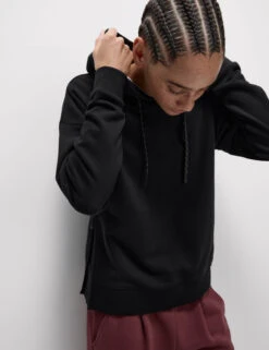 Cotton Rich Mesh Panel Relaxed Hoodie -Marksandspencer Sale Store Cotton Rich Mesh Panel Relaxed Hoodie 2