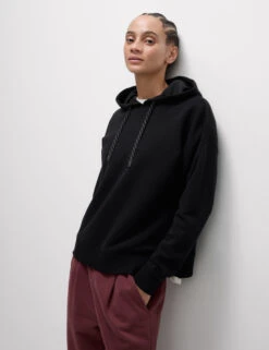 Cotton Rich Mesh Panel Relaxed Hoodie -Marksandspencer Sale Store Cotton Rich Mesh Panel Relaxed Hoodie 4