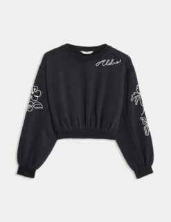 Cotton Rich Paradise Embroidered Sweatshirt (6-16 Yrs) -Marksandspencer Sale Store Cotton Rich Paradise Embroidered Sweatshirt 6 16 Yrs 1 1