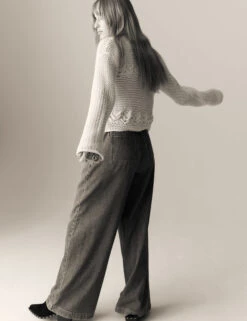 Cotton Rich Pointelle V-Neck Tie Front Relaxed Cardigan -Marksandspencer Sale Store Cotton Rich Pointelle V Neck Tie Front Relaxed Cardigan 2