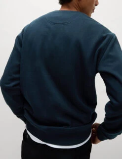 Cotton Rich Relaxed Fit Crew Neck Sweatshirt -Marksandspencer Sale Store Cotton Rich Relaxed Fit Crew Neck Sweatshirt 2