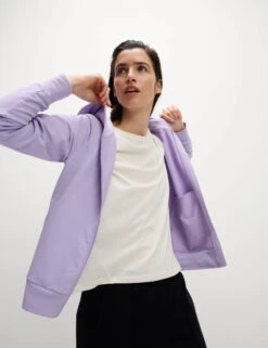 Cotton Rich Relaxed Zip Up Hoodie -Marksandspencer Sale Store Cotton Rich Relaxed Zip Up Hoodie 6