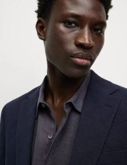 Cotton Rich Seersucker Blazer -Marksandspencer Sale Store Cotton Rich Seersucker Blazer 3