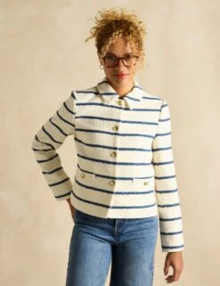 Joules Cotton Rich Striped Collared Jacket -Marksandspencer Sale Store Cotton Rich Striped Collared Jacket 2