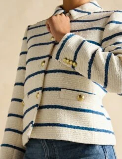 Joules Cotton Rich Striped Collared Jacket -Marksandspencer Sale Store Cotton Rich Striped Collared Jacket 4